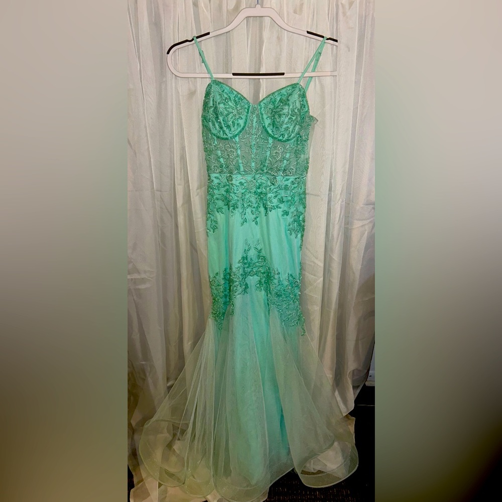 Green Mermaid Bottom Corsets top long dress.